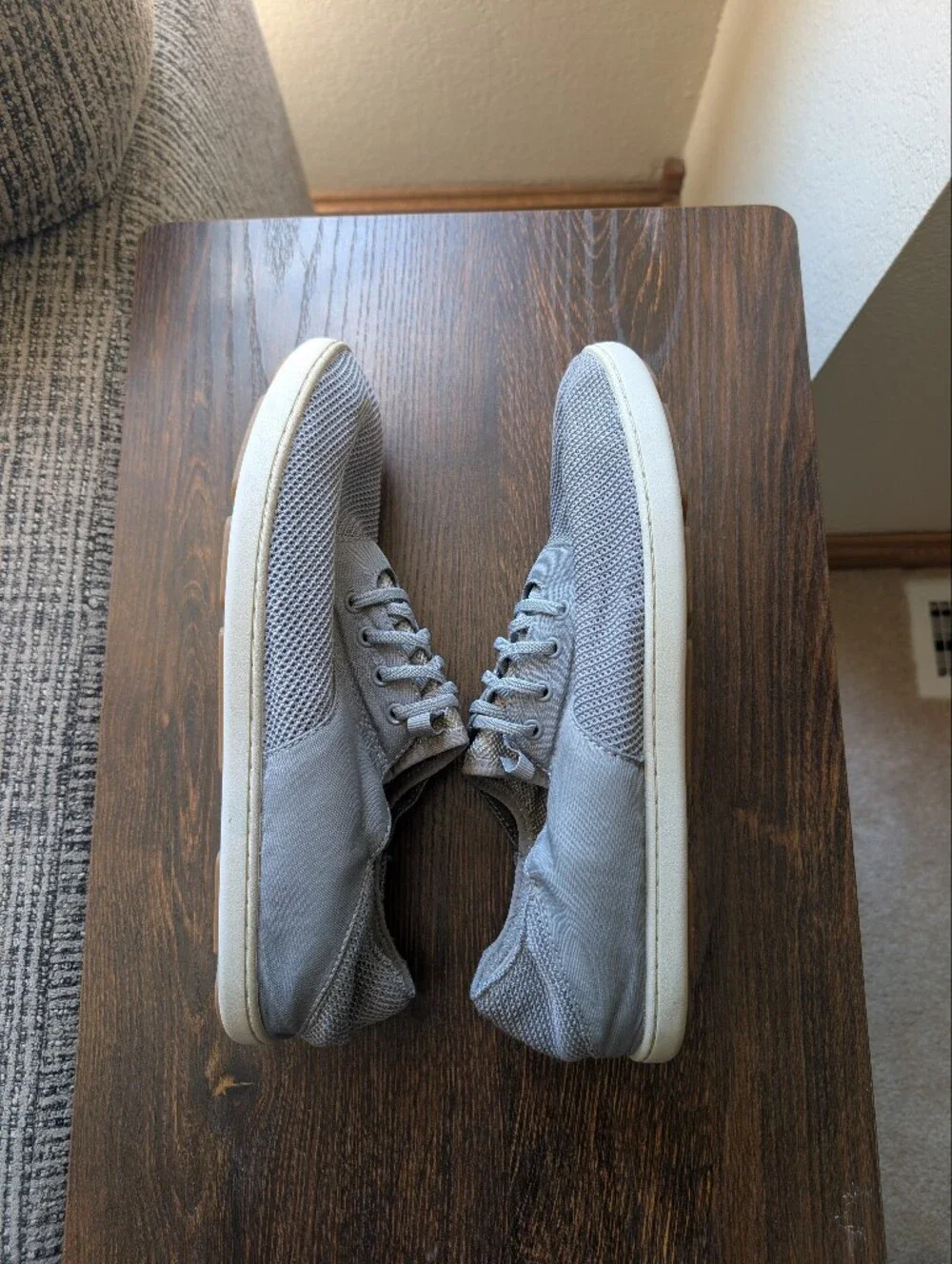 OluKai Nohea Moku Gray Light Blue Casual Slip On Loafer Mesh Shoes